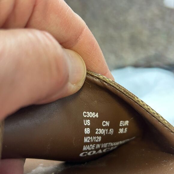 Coach Talulah Brown Signature Print Platform Ankle Strap Sandals Size 6B - Picture 8 of 15